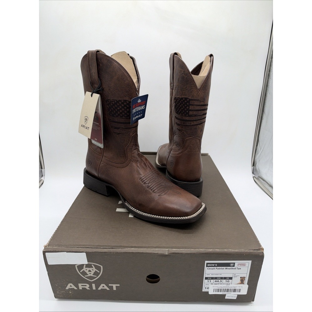 ARIAT CIRCUIT PATRIOT 10029699 Weathered Tan New In Box Cowboy Boots 11D - Picture 1 of 11